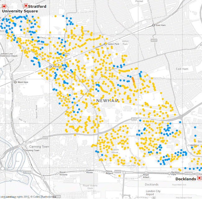 Map of study area with P² Geodemographic classification types