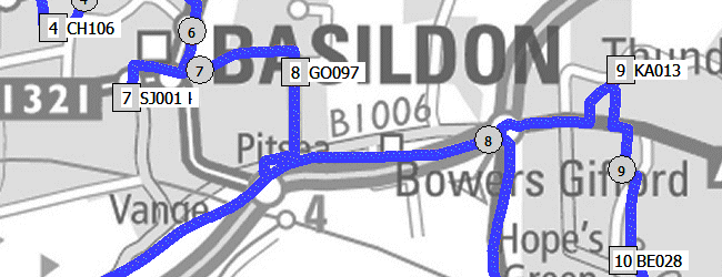Map displays example delivery route and visit order