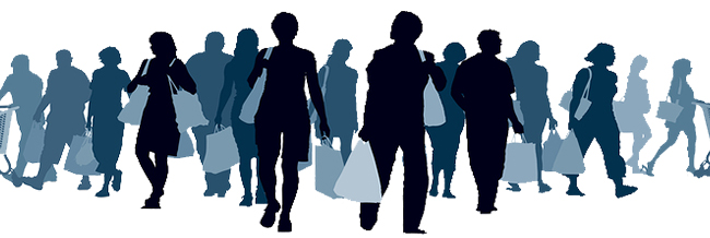 Silhouette of shoppers