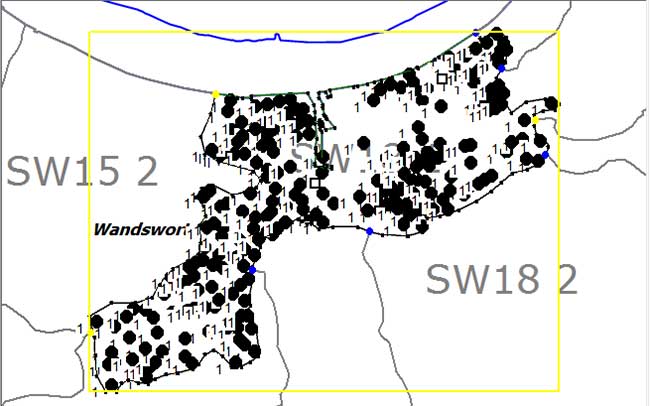 A more complex postcode sector: SW18 1
