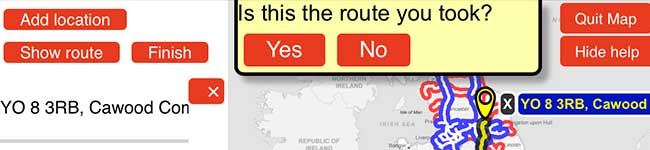 Road user survey screenshot.