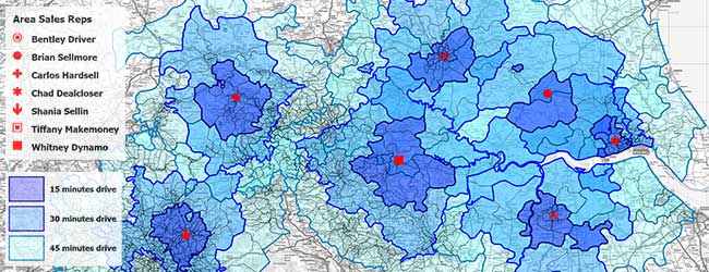 A fictional sales territory map
