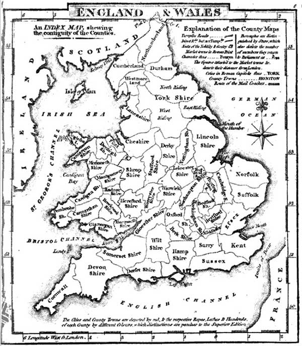 George Carrington Gray's 1824 map of the counties of England [Public domain]